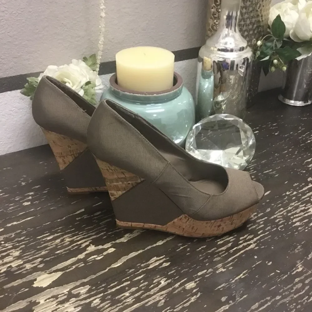 BCBGeneration “Rubyx” Cork Wedge Shoes